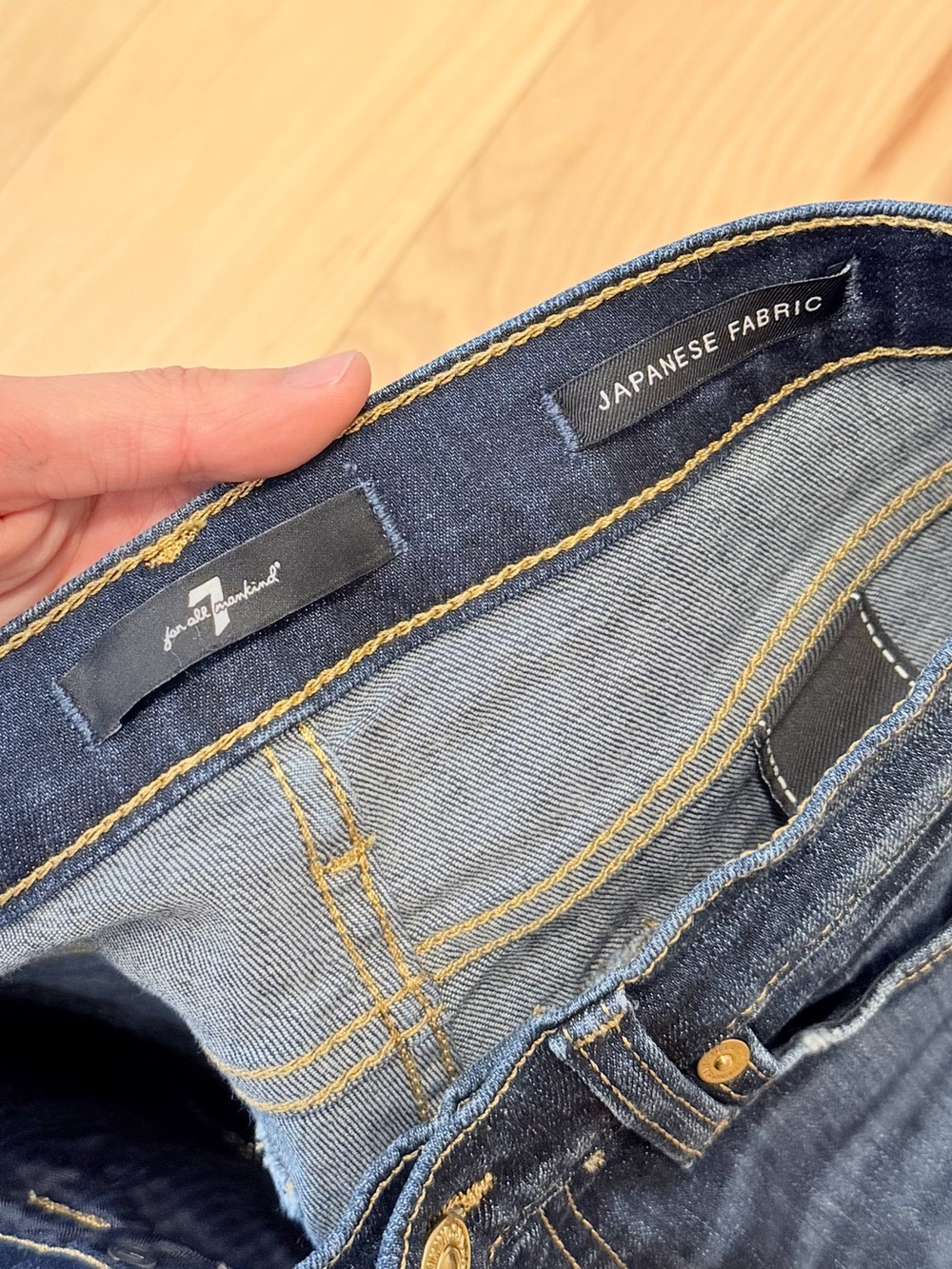 LIKE NEW 7 For All Mankind Women’s Tailorless Dojo Denim Japanese Fabric Jeans - Picture 5 of 8